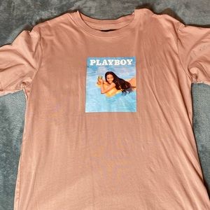 Peach playboy graphic T